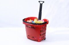 Two wheels unfolded shopping basket with aluminium alloy han