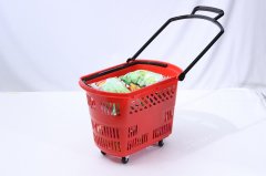 High Quality Rolling Plastic Shopping Storage Trolley Basket