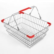 Wire mesh basket me<x>tal iron shopping with two handles