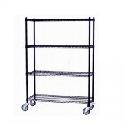 Plain four-layer wire shelf with wheels